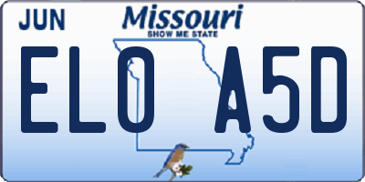 MO license plate EL0A5D