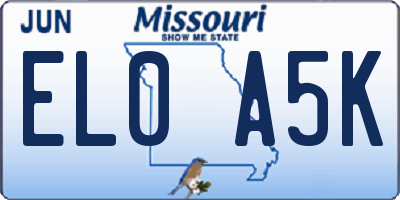 MO license plate EL0A5K