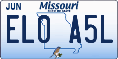 MO license plate EL0A5L