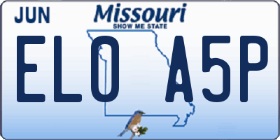 MO license plate EL0A5P