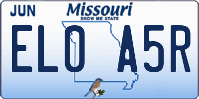MO license plate EL0A5R
