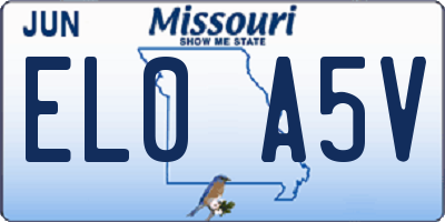 MO license plate EL0A5V