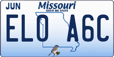 MO license plate EL0A6C