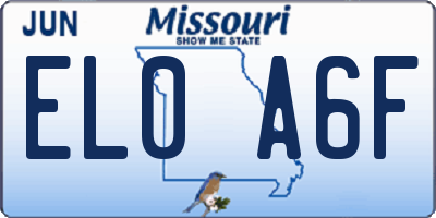 MO license plate EL0A6F