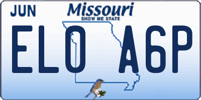 MO license plate EL0A6P