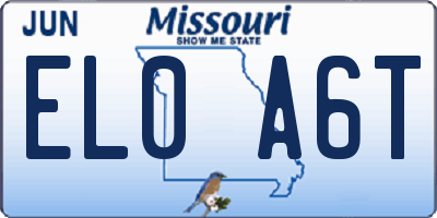 MO license plate EL0A6T