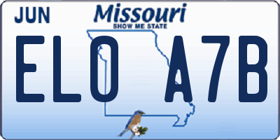 MO license plate EL0A7B