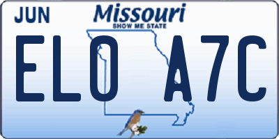 MO license plate EL0A7C