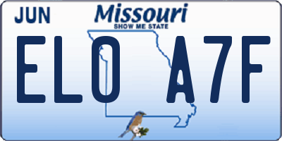 MO license plate EL0A7F