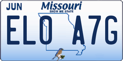 MO license plate EL0A7G