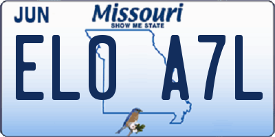 MO license plate EL0A7L