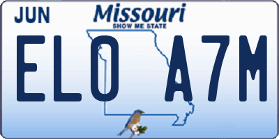 MO license plate EL0A7M