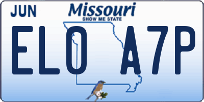 MO license plate EL0A7P