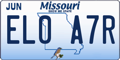 MO license plate EL0A7R