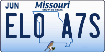 MO license plate EL0A7S