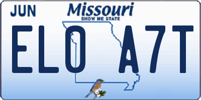MO license plate EL0A7T