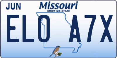 MO license plate EL0A7X