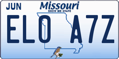 MO license plate EL0A7Z
