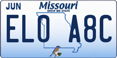 MO license plate EL0A8C