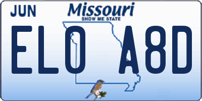 MO license plate EL0A8D
