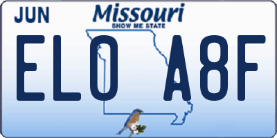MO license plate EL0A8F