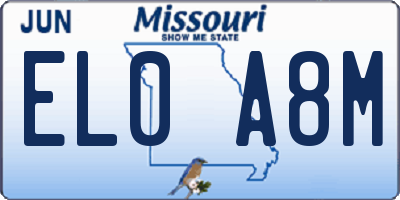 MO license plate EL0A8M