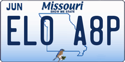 MO license plate EL0A8P