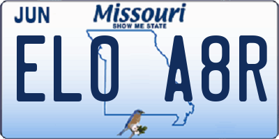 MO license plate EL0A8R