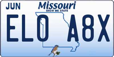 MO license plate EL0A8X