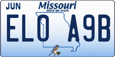 MO license plate EL0A9B