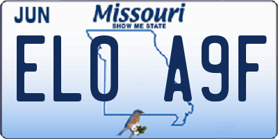 MO license plate EL0A9F