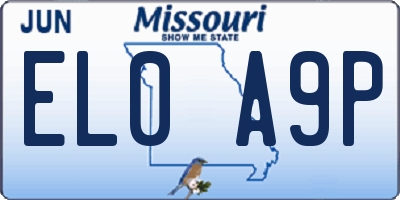 MO license plate EL0A9P