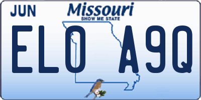 MO license plate EL0A9Q