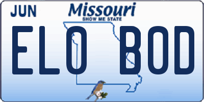 MO license plate EL0B0D