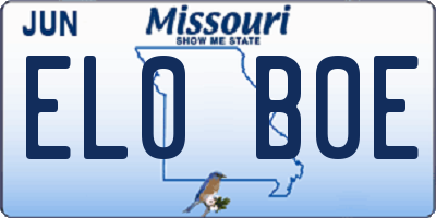 MO license plate EL0B0E