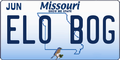 MO license plate EL0B0G