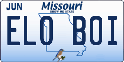 MO license plate EL0B0I