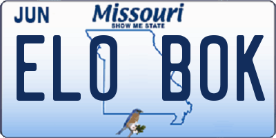 MO license plate EL0B0K