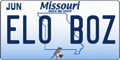 MO license plate EL0B0Z