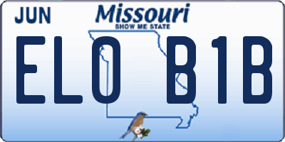 MO license plate EL0B1B