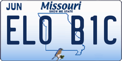 MO license plate EL0B1C