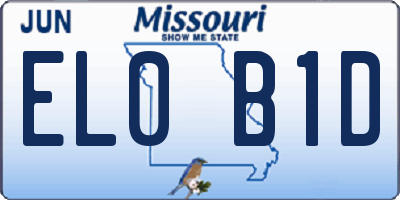 MO license plate EL0B1D