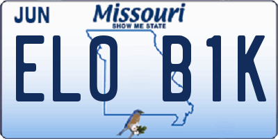 MO license plate EL0B1K