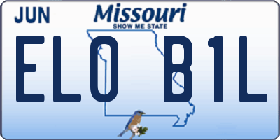 MO license plate EL0B1L