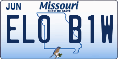 MO license plate EL0B1W
