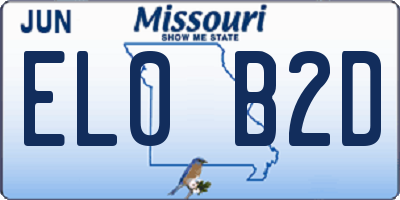 MO license plate EL0B2D