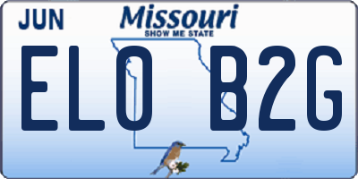 MO license plate EL0B2G