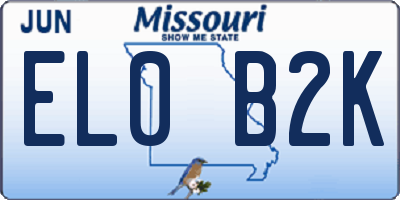 MO license plate EL0B2K