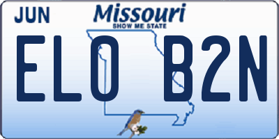 MO license plate EL0B2N