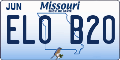 MO license plate EL0B2O